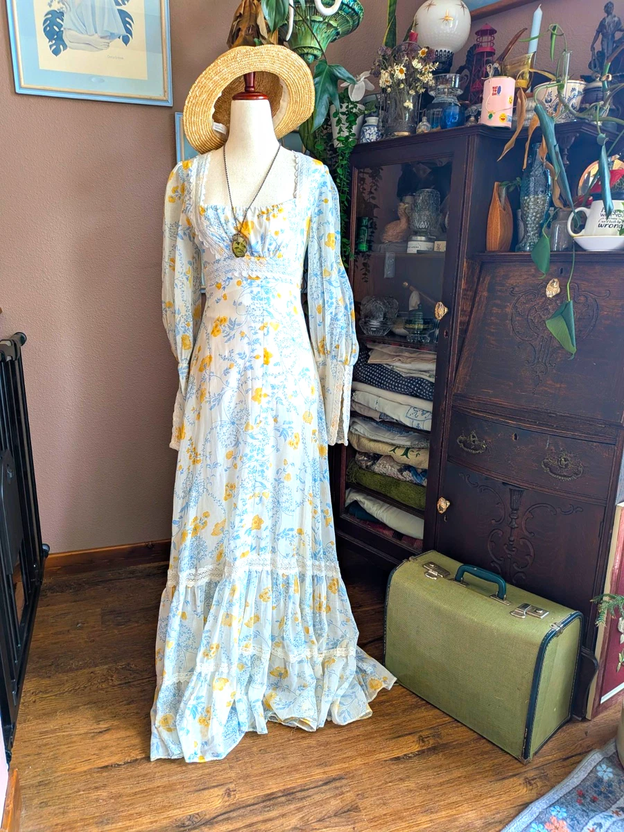 gunne sax blue floral dress Cotton Maxi Dresses for Women for sale 11/6/25 Color:Pearl_Pink 👗🧠 Can you believe Lace trim 4.5 Measurements above are
