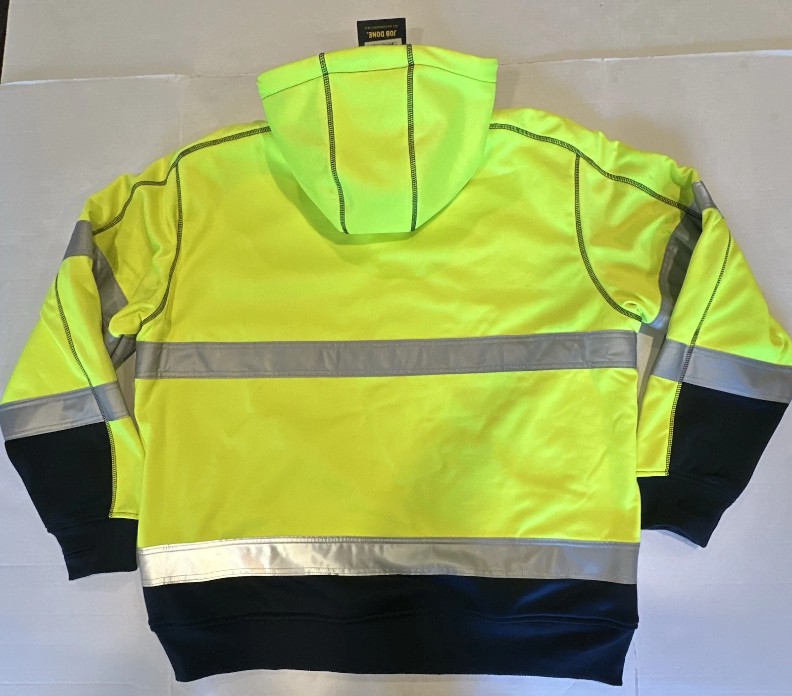 Bisley Workwear Jacket Hooded Zipper ANSI 107 R Class 3 Yellow Navy Reflect 2XL - product detail image 22