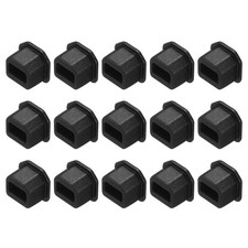 15Pcs, USB Type B Port Plugs Cover Anti Dust Protector for USB Female End Black