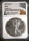 Beautiful 2018 $1 Silver Eagle Dollar NGC MS70 Signed By Don Everhart Sculptor