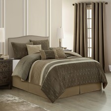 Stratford Park Taupe Comforter Set King Size 9 Piece Geometric Bedding Set