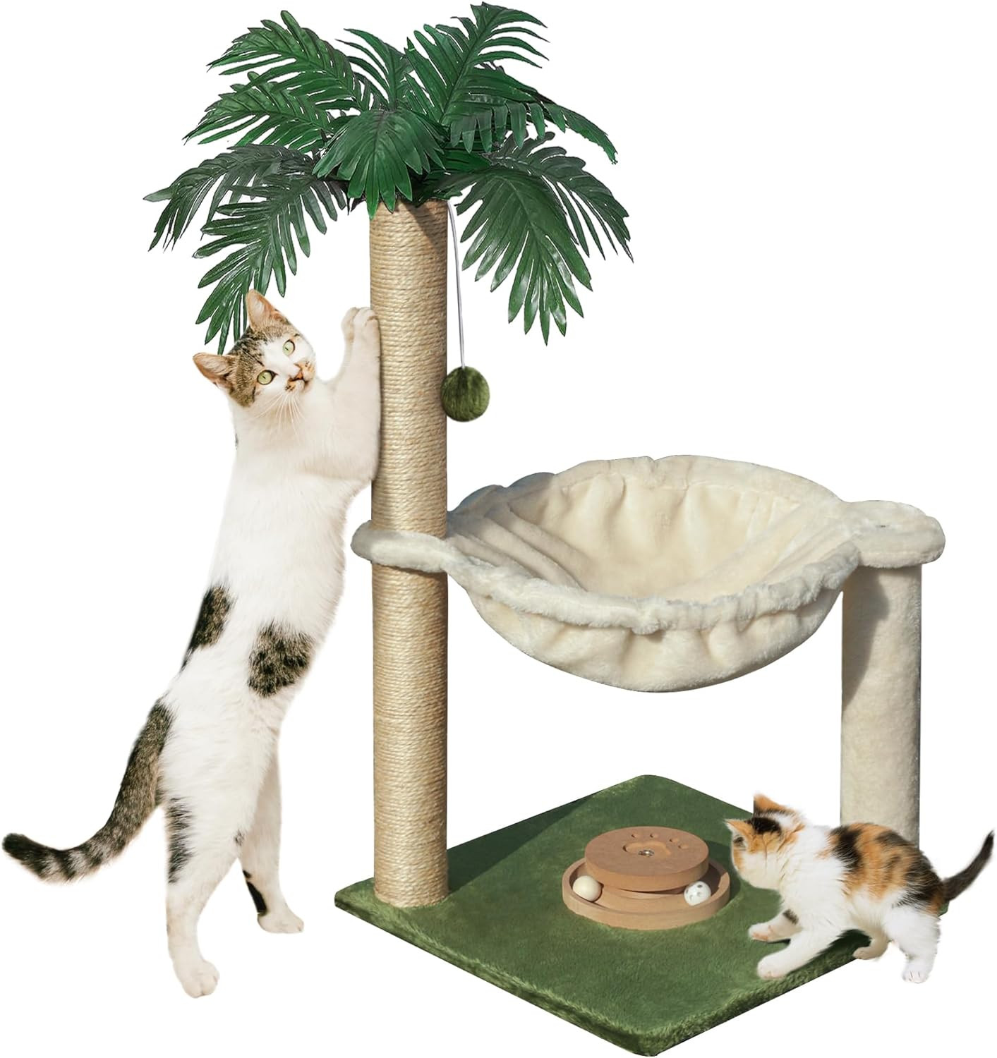 Tiragraffi Gatto 70cm Grigio: Albero con Amaca e Giocattolo Pendente