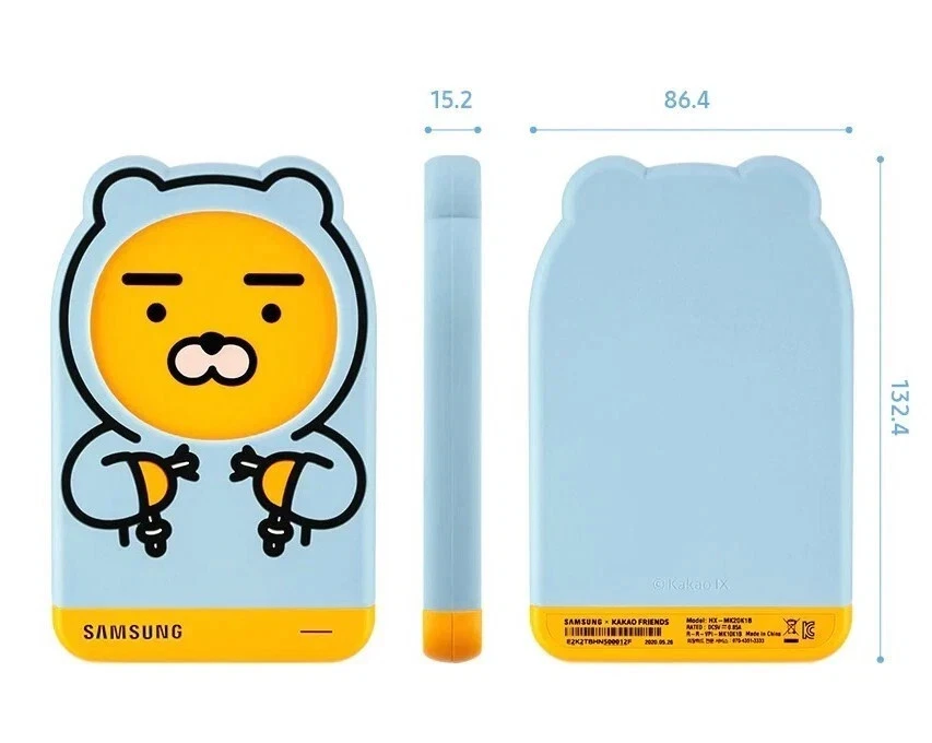 Original Samsung x Kakao Friends External HDD 1TB RYAN w Pouch & Cover USB 3.0 - Image 3 of 4