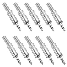 10Pcs 1/8" 3.5mm TRS Audio Male Stereo Jack 2 Pole Silver Tone