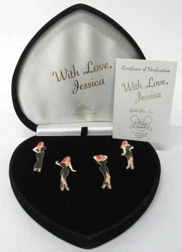 Disney 2007 With Love Jessica Rabbit Valentine Gold Box 4 Pin Set LE 900