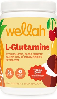 Wellah LGlutamine Powder Tropical Punch 50 Servings  5g LGlutamine Per Servin...