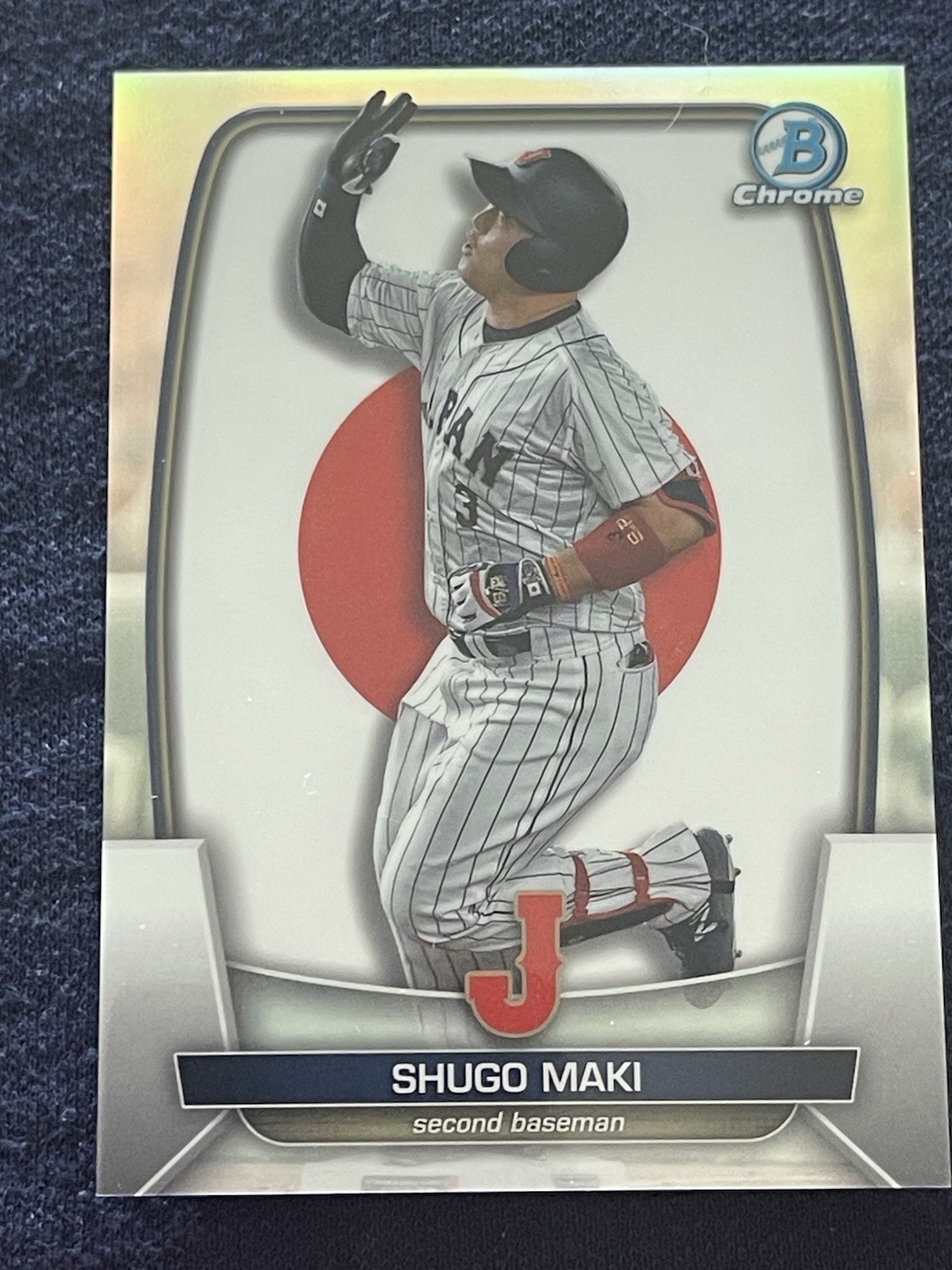 Shugo Maki 2023 Bowman Chrome #WBC-48 WBC Japan Flag Variation Refractor /499