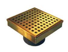 RELN 4 in. x 4 in. Brushed Gold Square Shower Drain Square Pattern Drain Cover
