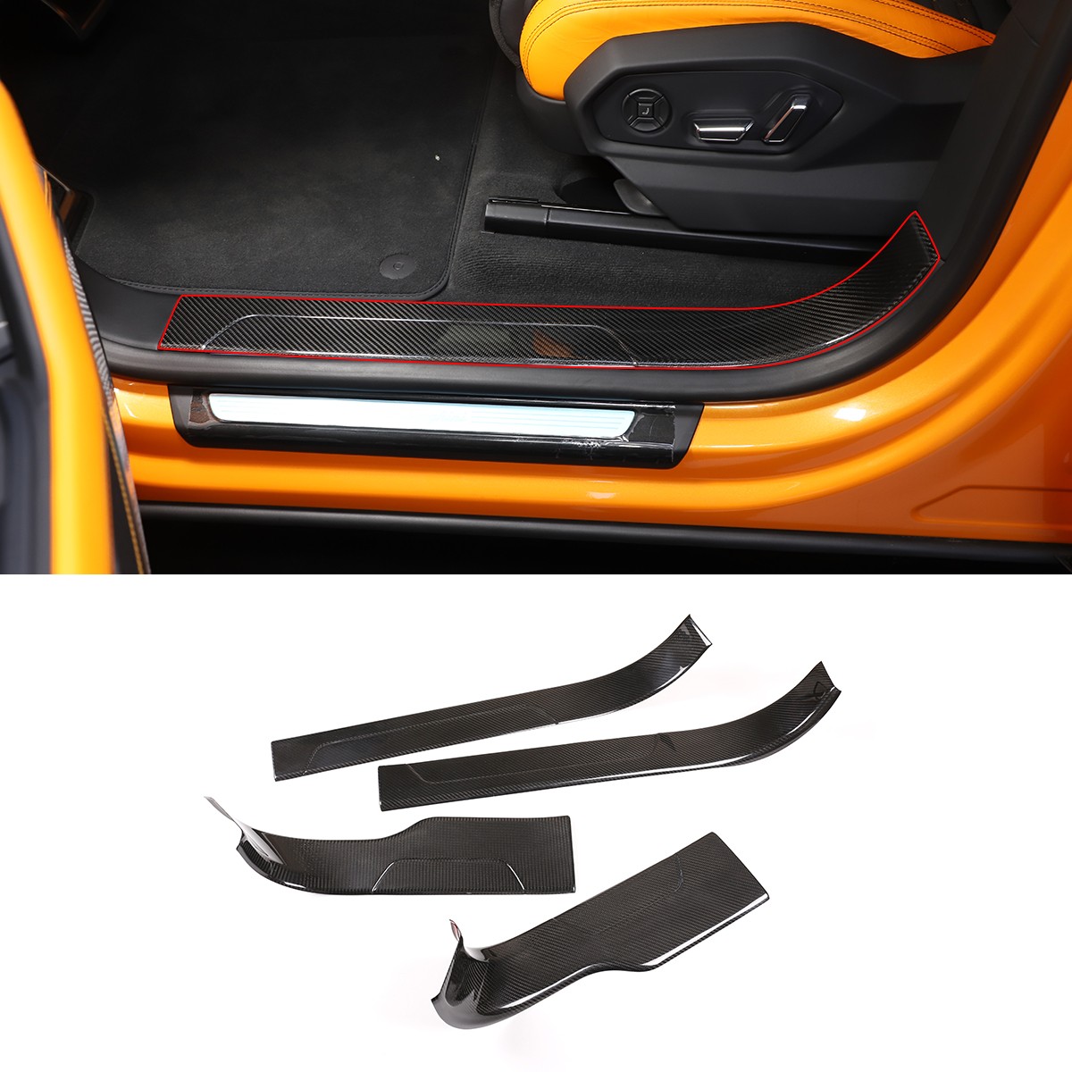 For Lamborghini URUS 2018-2023 Carbon Fiber Inner Door Sill Protector Trim Strip