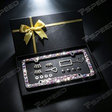 Fancy-cut Ab Color Bling License Plate Frame Rhinestone Crystal Diamond Cover Fancy-cut Ab Color Bling License Plate Frame Rhinestone Crystal Diamond Cover