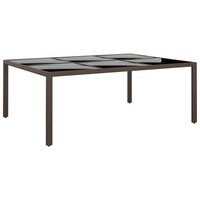 Vidaxl Gartentisch Mit Glasplatte Braun 200X150X75 Cm Rattan Neu