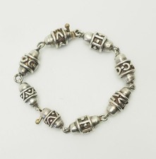 Particolare Artigianale Argento Sterling Decorativo Barile Perlina Bracciale