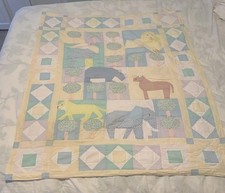 BoHo vintage baby safari quilt handmade 46 x 39  