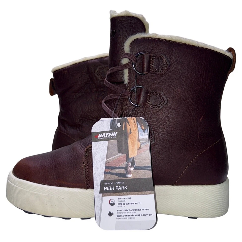 Botas de Invierno Baffin High Park Para Mujer 8 Aisladas Impermeables Cuero Marrón  Foto 2 de 4
