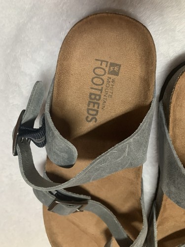 White Mountain Footbed Gracie Sandals Leather Slip On Blue Size 8 - Picture 13 of 14