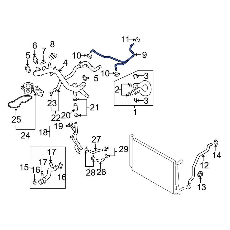For Audi A6 2006-2011 Audi 4F0121055F Lower Radiator Coolant Hose - Image 4 of 4
