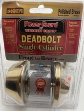 Power Guard Deadbolt Single Cylinder DR-DSD603PD Polished Brass Bronze 