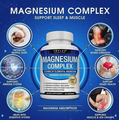Toplux Nutrition Magnesium Complex 1000mg Supports 8 Elemental Magnesium