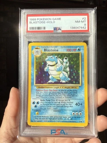 Pokémon Blastoise 002/102 Base Set Holo Rare English PSA 8 1999