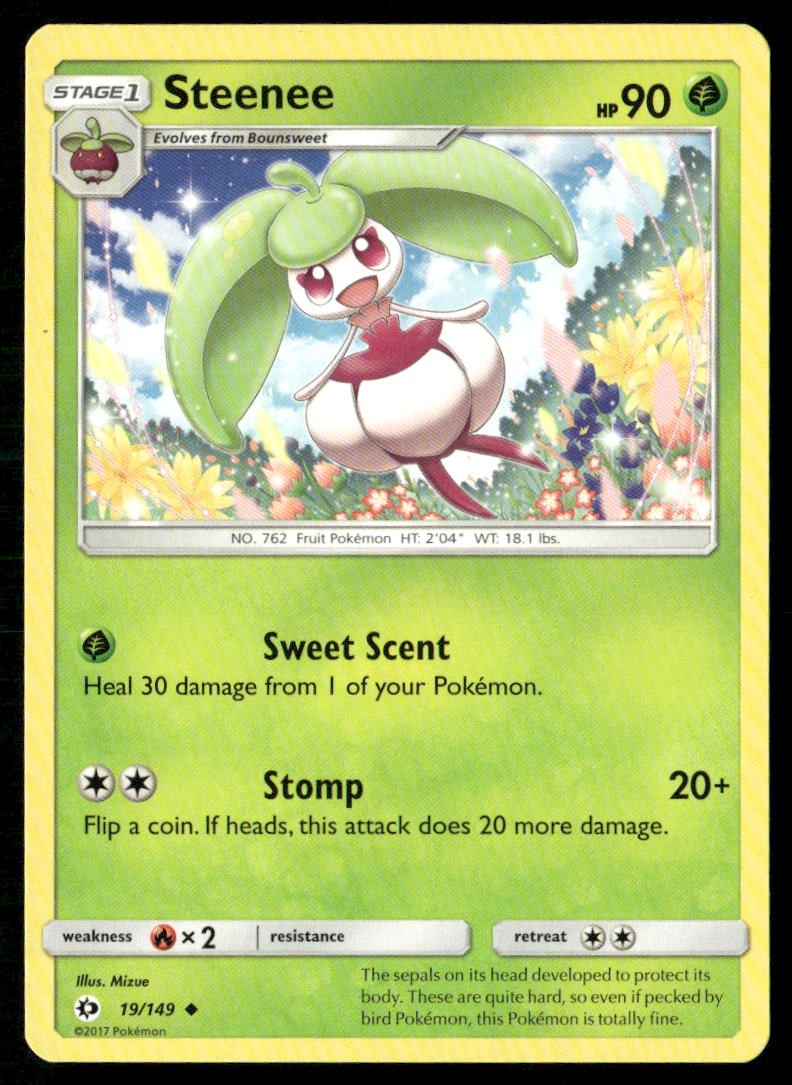 Steenee 19/149 Uncommon SM Base Set Pokemon Lightly Played