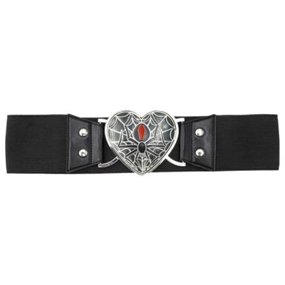 kreepsville 666 Elastic Belt Black Widow Heart Gothic Stretch Waist Cinch Belt