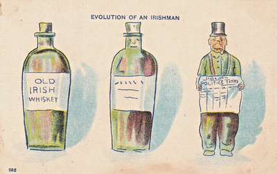 Evolution of an Irishman Satire Metamorphic Whiskey Bottle to Man c1915 Postcard