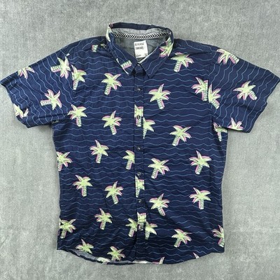 Reverse Threads Mens XXL Short Sleeve Button Up Hawaiian Palm Trees Casual Shirt