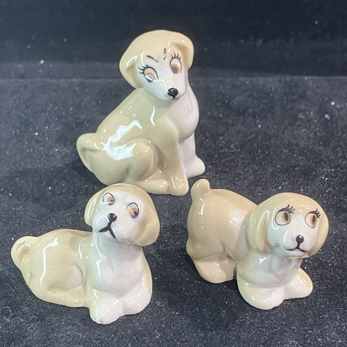 Wade Happy Families DOGS set of 3 vintage ceramic miniature animals. whimsies