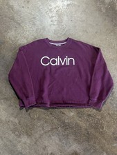 Calvin Klein Womens Large Purple Crewneck Sweatshirt Spellout Logo Pullover