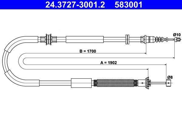 NEU - ATE 24.3727-3001.2 Seilzug, Feststellbremse FüR Lancia-image