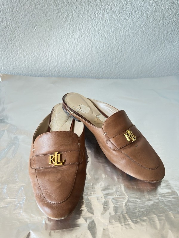ralph lauren shoes women sandals size 8 brown pre owned