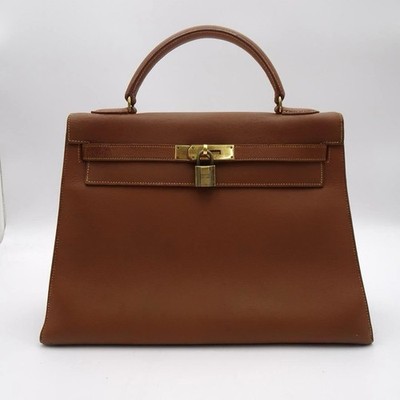 Hermes Kelly 32 Stamp Brown Handbag Leather Tote Shoulder Bag Vintage Purse 