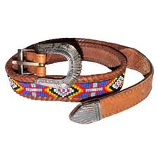 VINTAGE 90S LL BEAN BRAIDED SOUTHWESTERN COLORFUL BEADED/BEAD BELT R619 SIZE 30