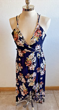 Women’s M Floral Wrap Midi Asymmetrical Fairy Travel Vacation Whimsy Festival