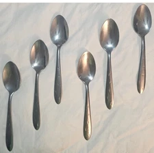 Mar-Crest Spoon 6 teaspoon set Stainless Atomic Starburst Stars MCM Flatware