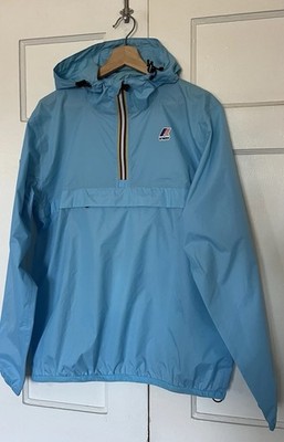 K-Way x Sant Ambroeus Leon 3.0 Half Zip Jacket Blue Packable Rain Windbreaker L
