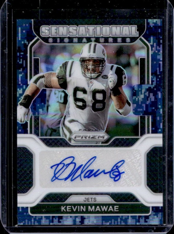 2021 Panini Prizm Kevin Mawae Sensational Signatures Navy Camo Auto #/15 Jets