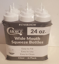 CHOICE 24 OUNCE WIDE MOUTH SQUEEZE BOTTLES CONDIMENTS DRESSINGS TOPPINGS PACK/6