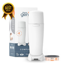 Complete Diaper Pail White Includes 1 Refill Holds up to 270 Newborn Diapers wit