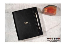 Amalfi A5 Italian Leather Refill Journal Set Black Free Initial & Engraved Pen