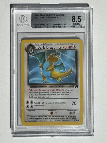 2000 Pokemon Team Rocket Unlimited #022 Dark Dragonite BGS 8.5