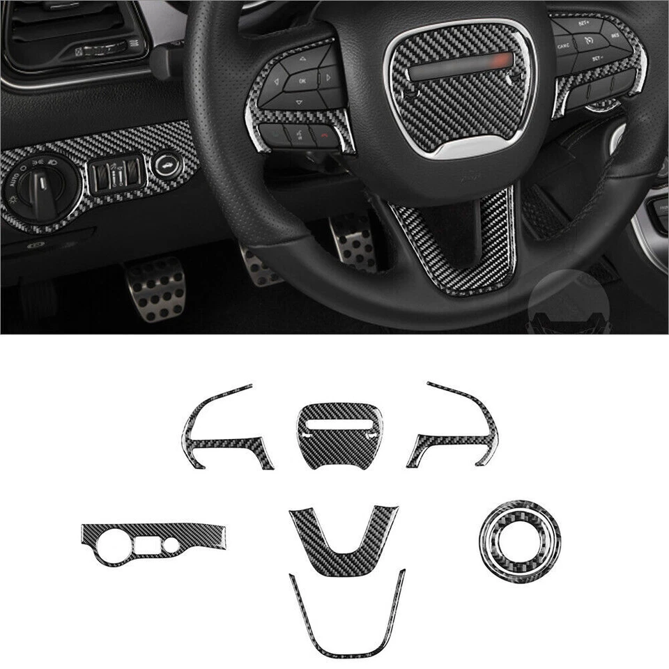 Cubierta interior completa del tablero de instrumentos de fibra de carbono 29 piezas para Dodge Challenger Foto 2 de 4