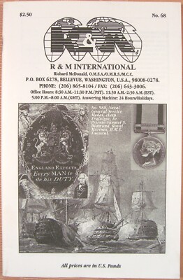 R&M International Bellevue WA Foreign Medals & Decorations Catalog No. 68