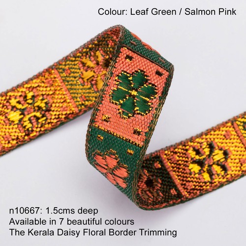 Floral Jacquard Ribbon Trim 15mm Wide Indian Style Border Crafts Costume Apparel - Picture 7 of 8