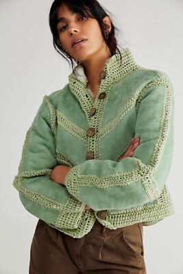 New Free People Adele Crochet Jacket Size Small MSRP: $700 Suede