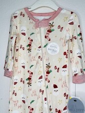 NWT Milkberry Girls Bamboo Zip Footie Pajamas Sleepware 12 Mo Holiday