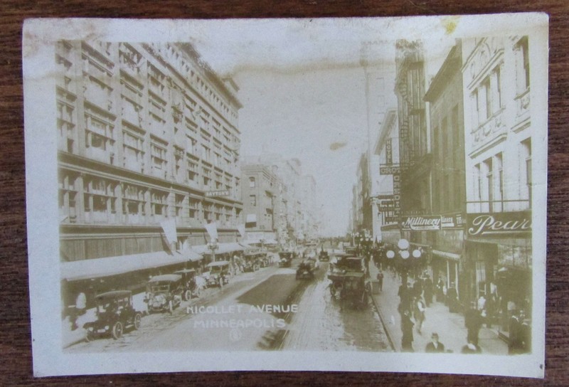 Old 1920s Nicollet Ave Minneapolis MN Minnesota Antique Miniature 2x3 Photo