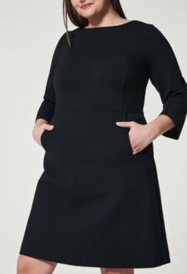 SPANX The Perfect A-Line 3/4 Sleeve Dress Black M | eBay