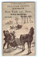 Holiday Goods Guy's Block Meriden CT - Winter Horse Scene - New York 25c Store
