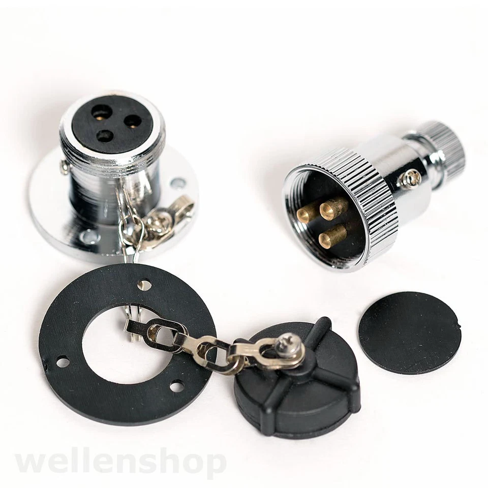 WELLENSHOP Borddurchlass 3 polig Boot Steckdose Decksdurchführung wasserdicht Durchlass